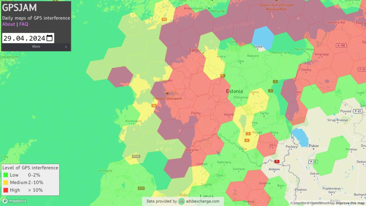 Kaardid näitavad: GPS-segamine Eesti kohal on eriti hoogne